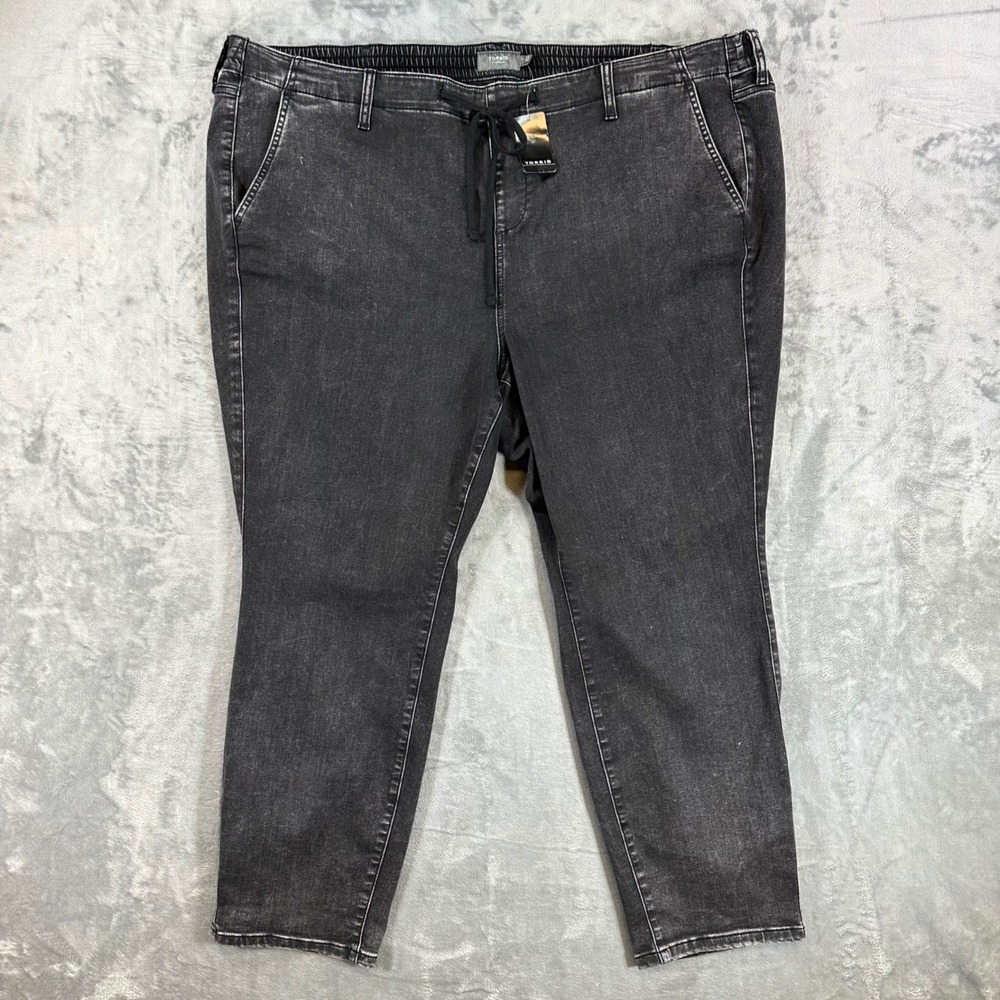 Torrid Feel The Fit Pull On Jeans Women's Size 4R Black Drawstring Denim Pants